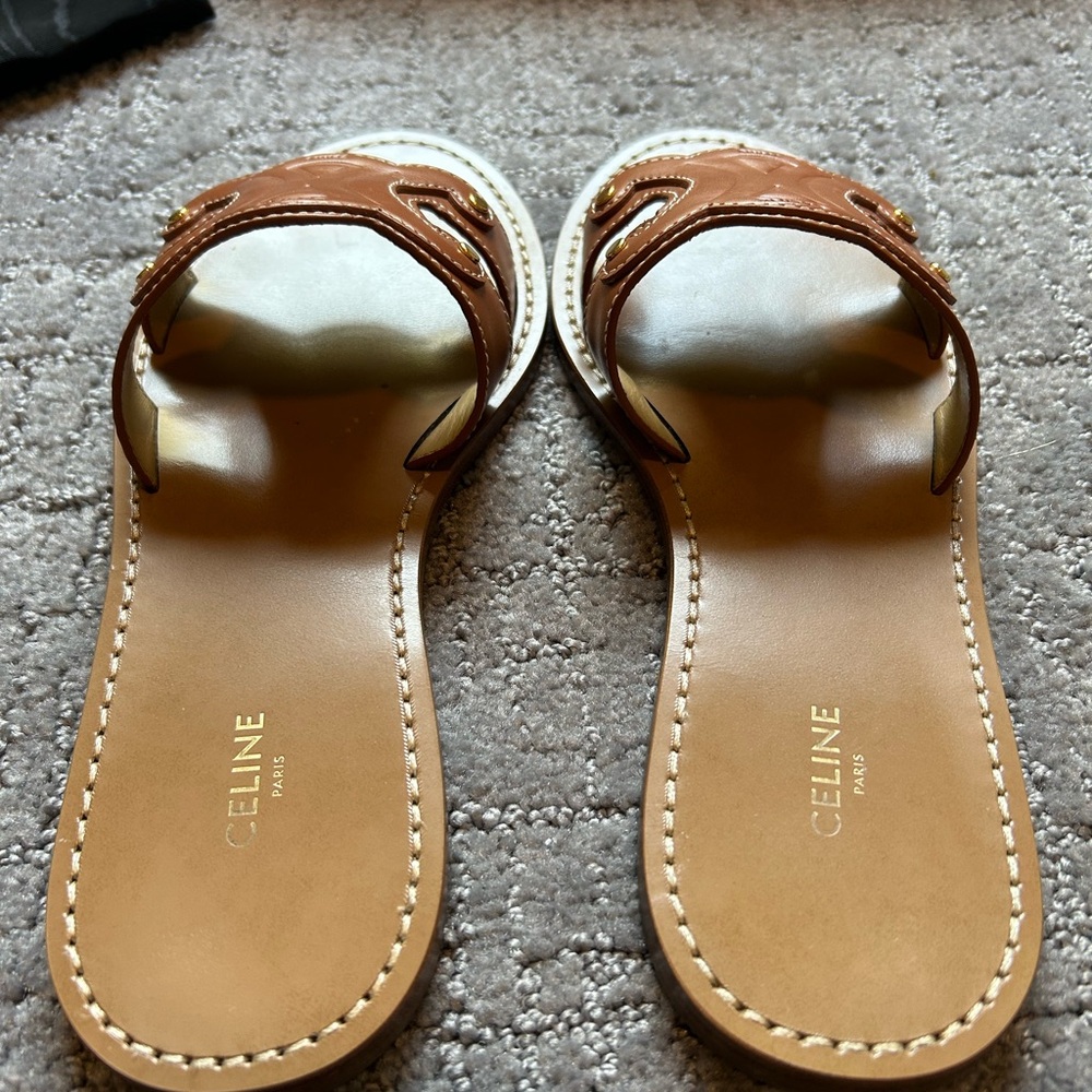 Celine Triomphe Leather Sandal - Picture 9 of 11